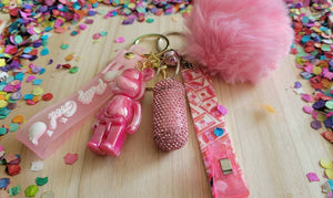 Keychain Holder Storage Container Waterproof Case College Gift for her Easter Accessories Add on Safety Keychains Glitter Graduation 